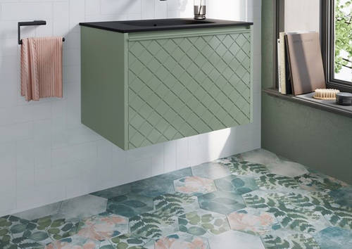 Example image of Crosswater Vergo Vanity Unit & Black Glass Basin (700mm, Sage Green).