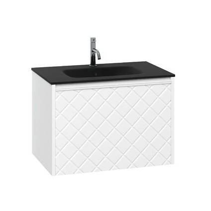 Larger image of Crosswater Vergo Vanity Unit & Black Glass Basin (700mm, Matt White).
