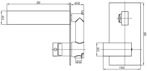 Technical image of Crosswater Verge Wall Mounted Basin Mixer Tap (Chrome).