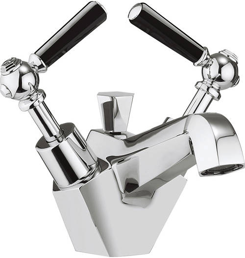 Example image of Crosswater Waldorf Basin Mixer & Bath Filler Tap Pack (Black Lever Handles).