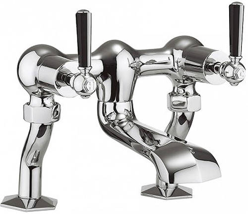 Example image of Crosswater Waldorf Basin Mixer & Bath Filler Tap Pack (Black Lever Handles).