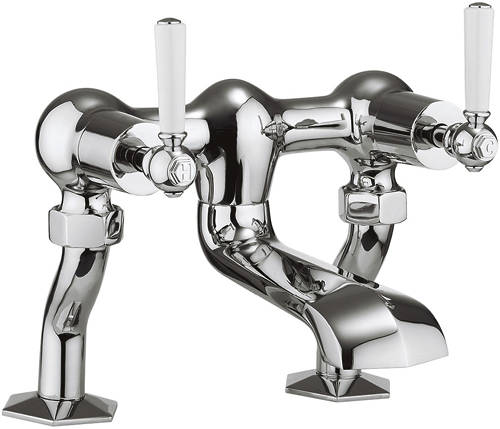 Example image of Crosswater Waldorf 3 Hole Basin Mixer & Bath Filler Tap (White Handles).