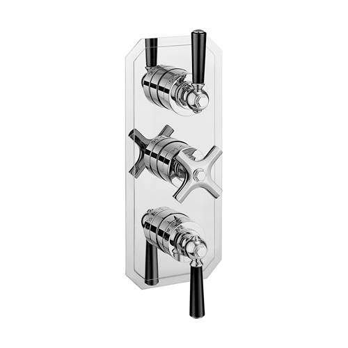 Larger image of Crosswater Waldorf Thermostatic Shower Valve (2 Outlet, Chrome & Black).