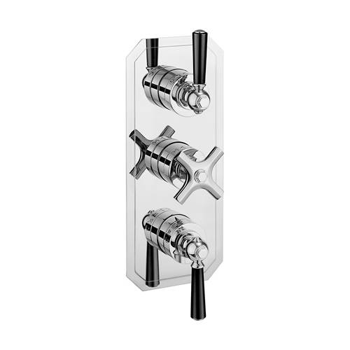 Larger image of Crosswater Waldorf Thermostatic Shower Valve (3 Outlet, Chrome & Black).