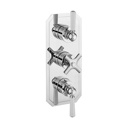 Larger image of Crosswater Waldorf Thermostatic Shower Valve (3 Outlet, Chrome & White).