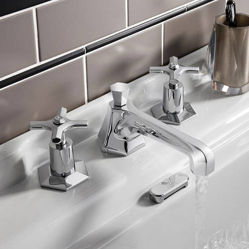 Example image of Crosswater Waldorf 3 Hole Basin Mixer & Bath Filler Tap Pack (Chrome).