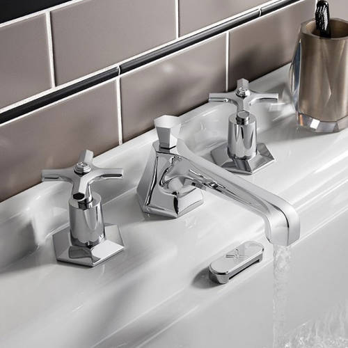 Example image of Crosswater Waldorf 3 Hole Basin & Bath Shower Mixer Tap Pack With Kit.