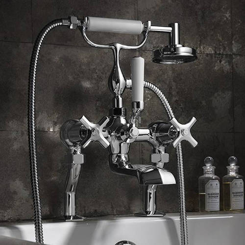 Example image of Crosswater Waldorf 3 Hole Basin & Bath Shower Mixer Tap Pack With Kit.