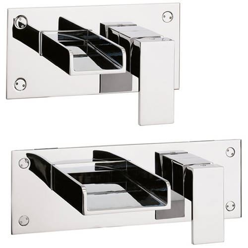 Larger image of Crosswater Water Square Wall Mounted Basin & Bath Filler Tap Pack.