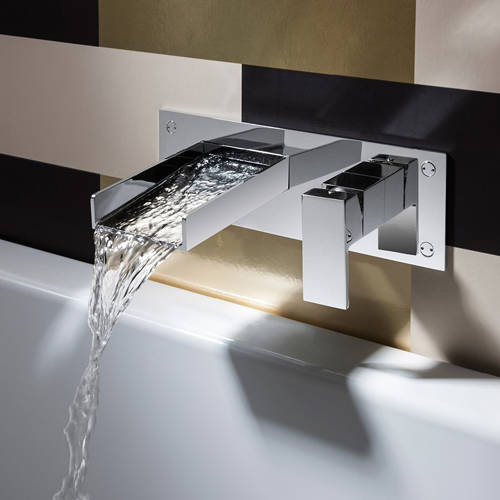 Example image of Crosswater Water Square Wall Mounted Basin & Bath Filler Tap Pack.