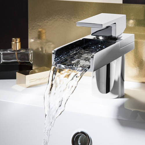 Example image of Crosswater Water Square Basin & Wall Mounted Bath Filler Tap.
