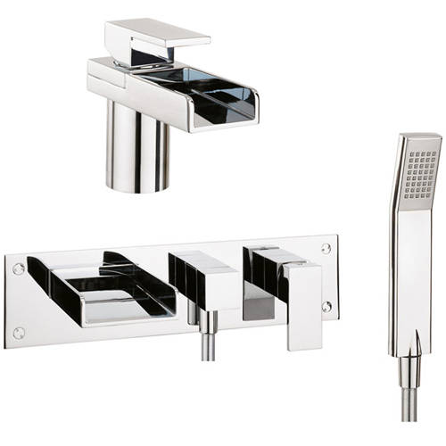 Larger image of Crosswater Water Square Basin & Wall Mounted BSM Tap Pack.