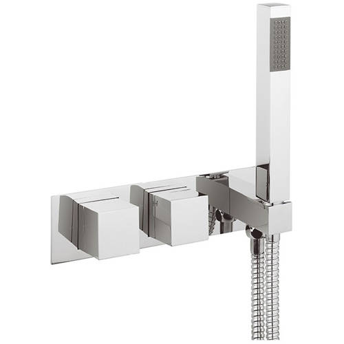 Larger image of Crosswater Water Square Thermostatic Shower Valve & Handset (2 Outlets).