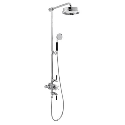 Larger image of Crosswater Waldorf Thermostatic Shower Kit (2 Outlets, Chrome & Black).