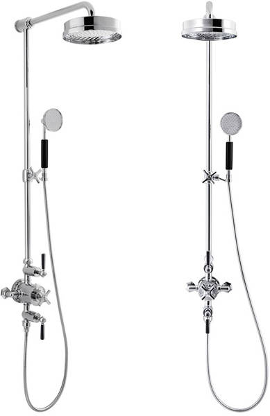 Example image of Crosswater Waldorf Thermostatic Shower Kit (2 Outlets, Chrome & Black).