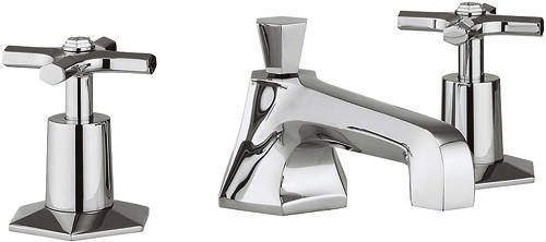 Larger image of Crosswater Waldorf 3 Hole Basin Tap With Crosshead Handles.