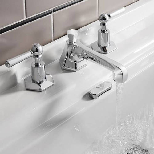 Example image of Crosswater Waldorf 3 Hole Basin Tap With Chrome Lever Handles.