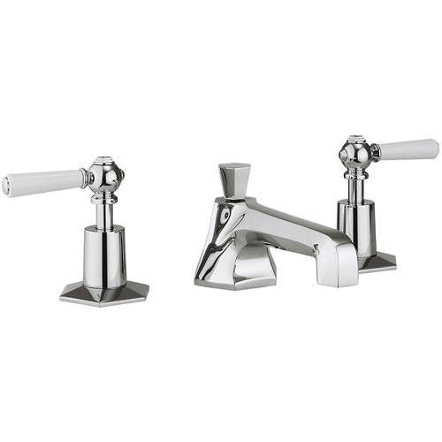 Larger image of Crosswater Waldorf 3 Hole Basin Tap With White Lever Handles.