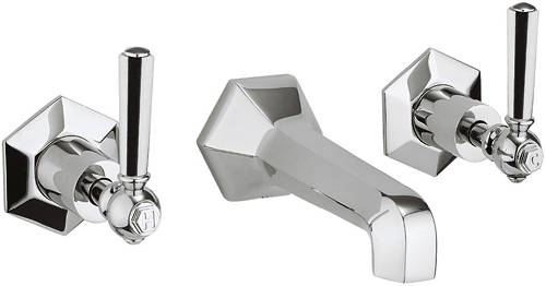 Larger image of Crosswater Waldorf Wall Mounted 3 Hole Basin Tap & Chrome Lever Handles.