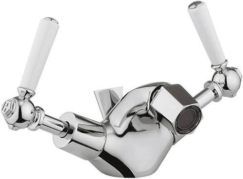 Larger image of Crosswater Waldorf Bidet Mixer Tap With White Lever Handles.