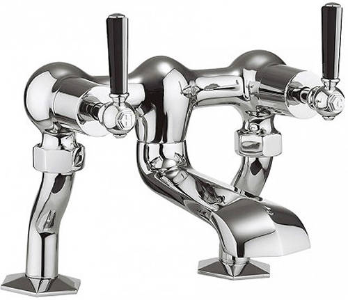 Larger image of Crosswater Waldorf Bath Filler Tap With Black Lever Handles (Chrome).
