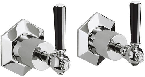 Larger image of Crosswater Waldorf Stop Taps With Black Lever Handles.