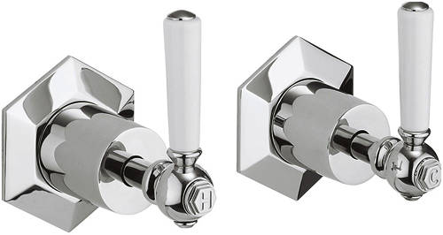 Larger image of Crosswater Waldorf Stop Taps With White Lever Handles.