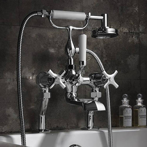 Example image of Crosswater Waldorf Bath Shower Mixer Tap With Crosshead Handles.