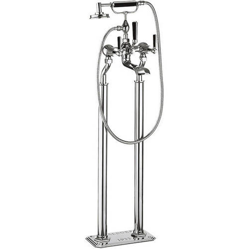 Larger image of Crosswater Waldorf Floorstanding BSM Tap With Black Lever Handles.