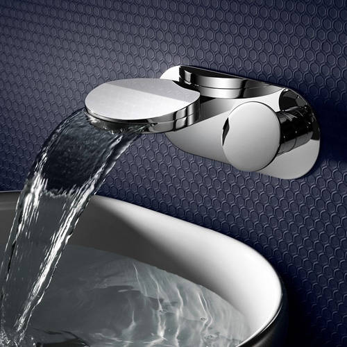 Larger image of Crosswater Water Circle Wall Mounted Basin Tap With Waterfall Spout.