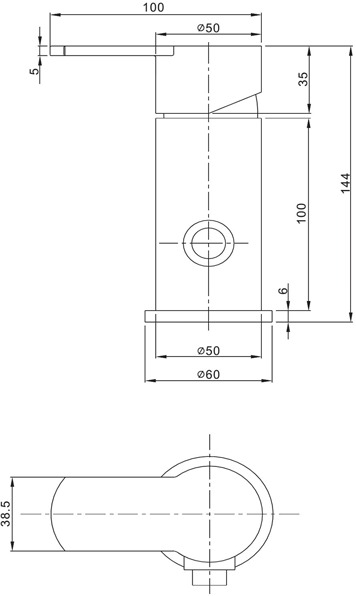 Technical image of Crosswater Wisp Manual Shower Valve With Diverter (Chrome).