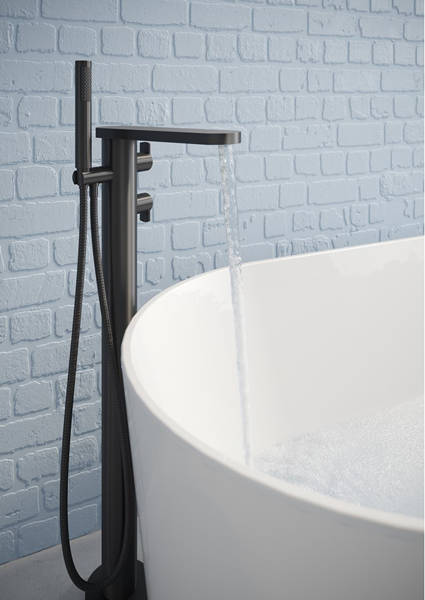 Example image of Crosswater Wisp Floor Standing Thermostatic Bath Shower Mixer Tap (M Black).