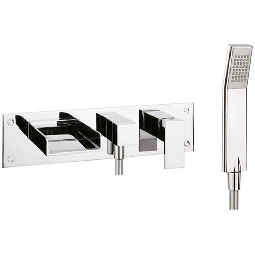 Larger image of Crosswater Water Square Wall Mounted Bath Shower Mixer Tap (Chrome).