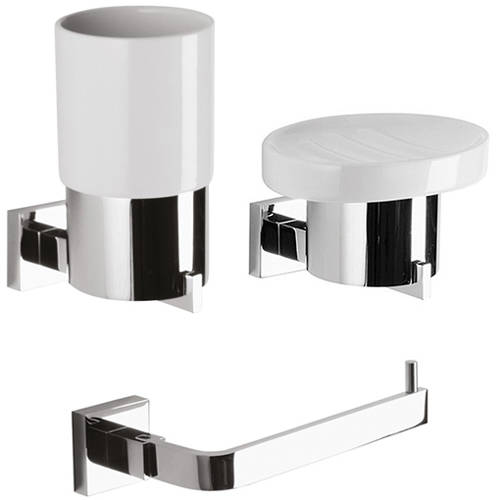 Larger image of Crosswater Zeya Bathroom Accessories Pack 2 (Chrome).