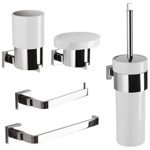 Larger image of Crosswater Zeya Bathroom Accessories Pack 4 (Chrome).