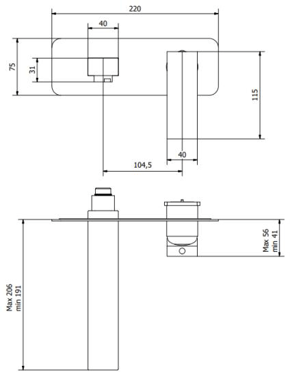 Technical image of Crosswater Zion Wall Mounted Basin Tap (Chrome).