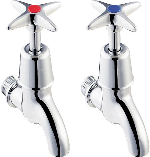 Larger image of Deva Cross Handle 1/2" Bib Taps (Pair).