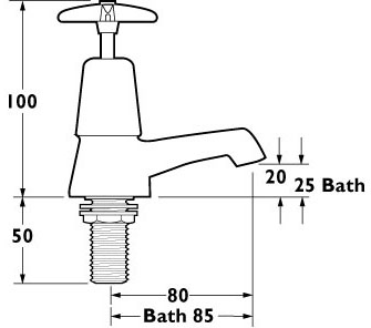 Technical image of Deva Cross Handle Basin Taps (Pair).