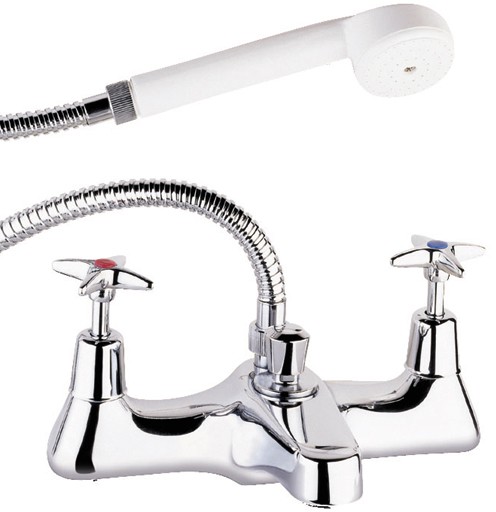 Larger image of Deva Cross Handle Bath Shower Mixer Tap With Shower Kit.