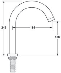 Technical image of Deva Components Deck Mounted Bath Spout (Chrome).