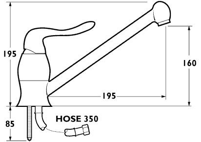 Technical image of Deva Contemporary Ischia Sink Mixer, Swivel Spout (High Pressure).
