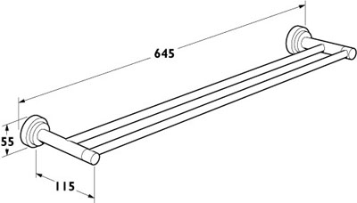 Technical image of Deva Abbie Double Towel Rail 640mm (Chrome).