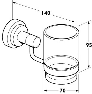 Technical image of Deva Abbie Glass Tumbler And Holder (Chrome).