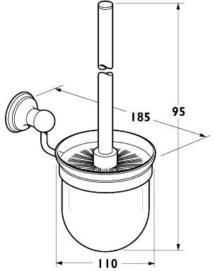 Technical image of Deva Madison Toilet Brush Holder (Chrome).