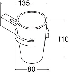 Technical image of Deva Edge Glass Tumbler And Holder (Chrome).