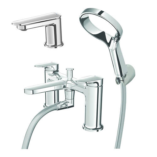 Larger image of Methven Aio Basin & Bath Shower Mixer Tap Pack (Chrome).
