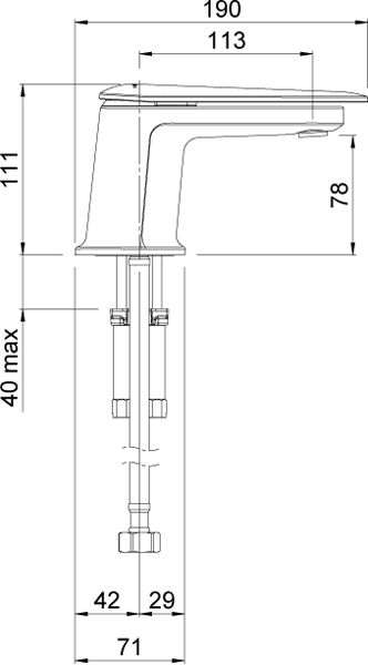 Technical image of Methven Aio Basin & Bath Shower Mixer Tap Pack (Chrome).