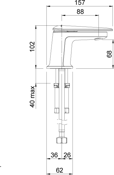 Technical image of Methven Aio Mini Basin Mixer Tap (Chrome).