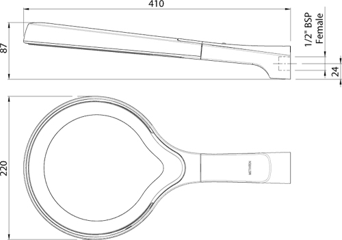 Technical image of Methven Aurajet Aio Overhead Drencher Shower Head (Chrome & White).