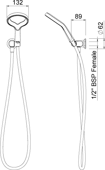 Technical image of Methven Aurajet Aio Hand Shower Pack (Chrome).